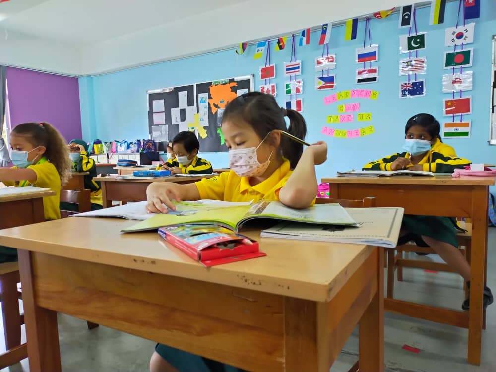 Students learning in a classroom